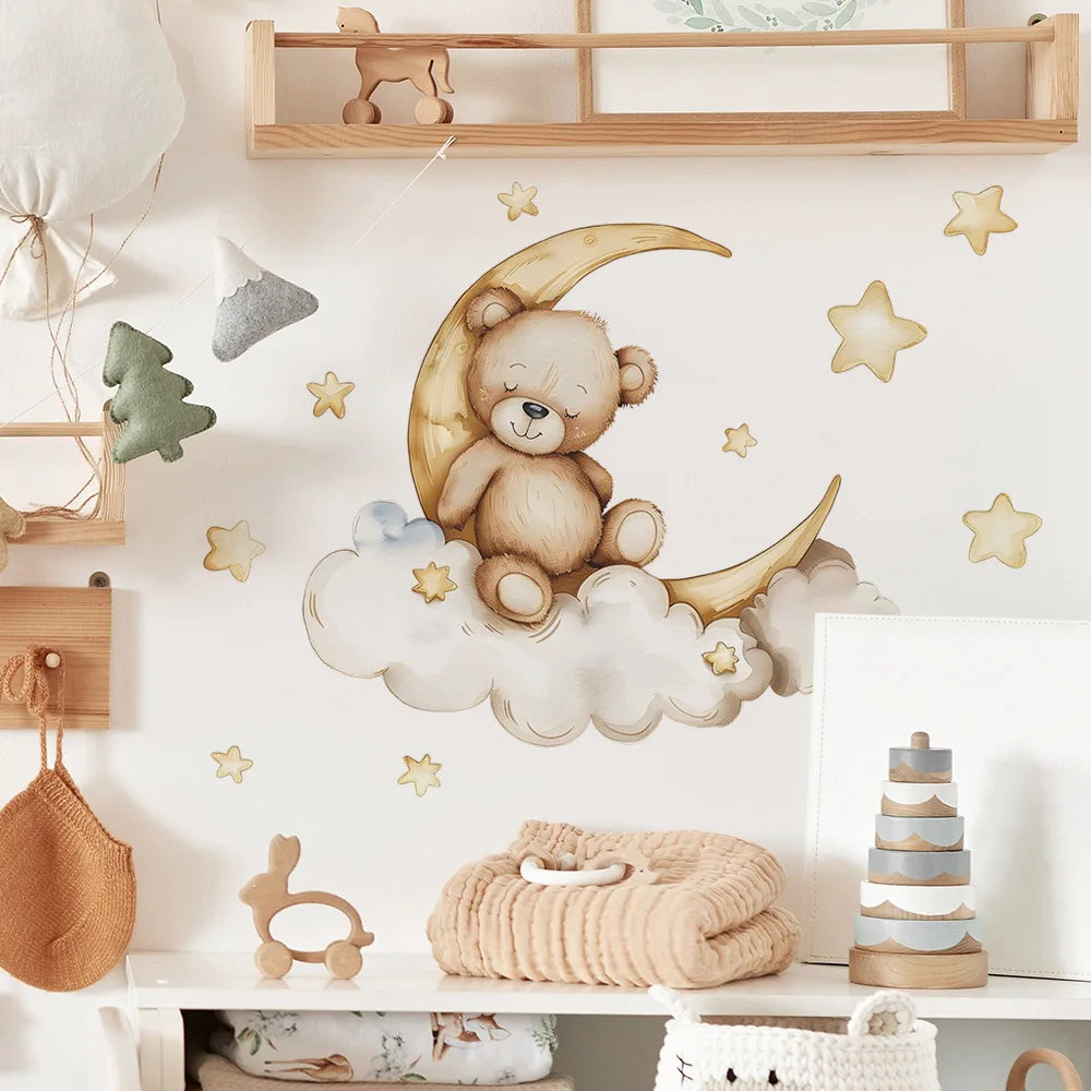 Adesivi Murali Bambini Caroon Simpatico Orso Con Corona Luna Addormentata  Adesivi Murali Per La Camera Dei Bambini Decorazioni Per La Cameretta Dei  Bambini Adesivo Per La Cameretta Dei Bambini Decorazione Della Camera, image size:1000x1000