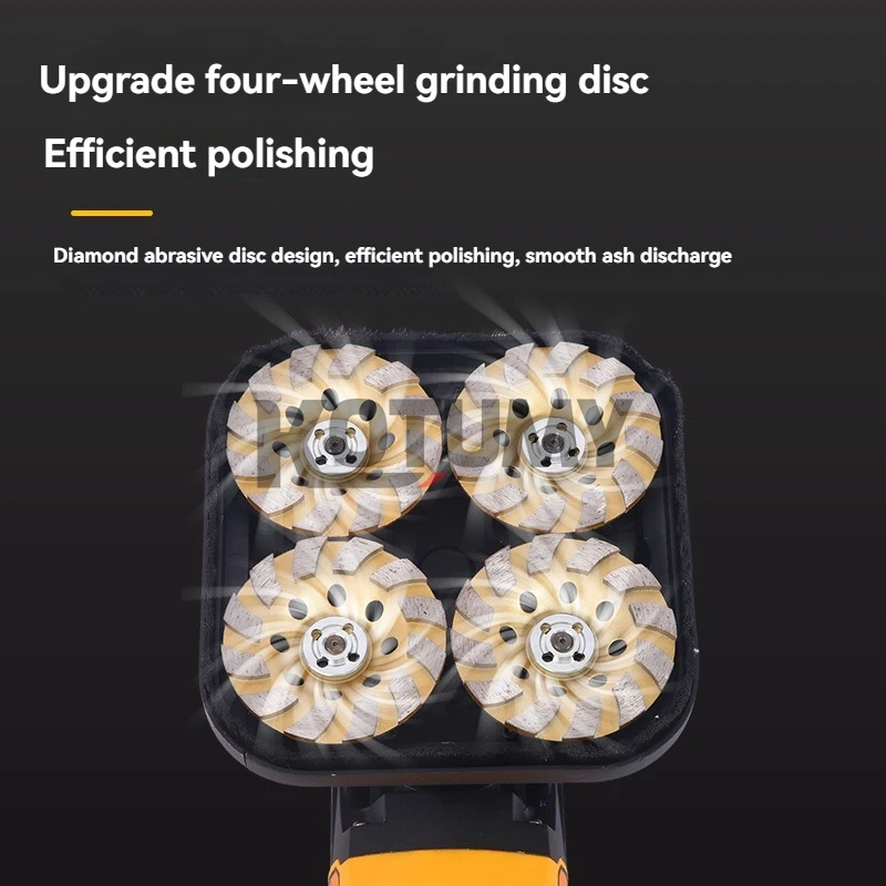 Multifunctional Four Head Cement Wall Rough Grinder Dust-free Plasterer with Extension Rod Walls Concrete Floors Polish Tool