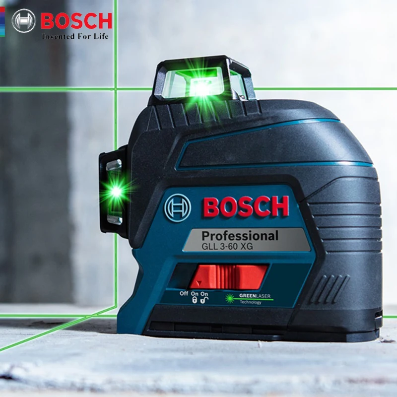 Bosch Laser Level GLL3-60XG 360 Degree High Precision Green Light Level 12  Line Laser Level