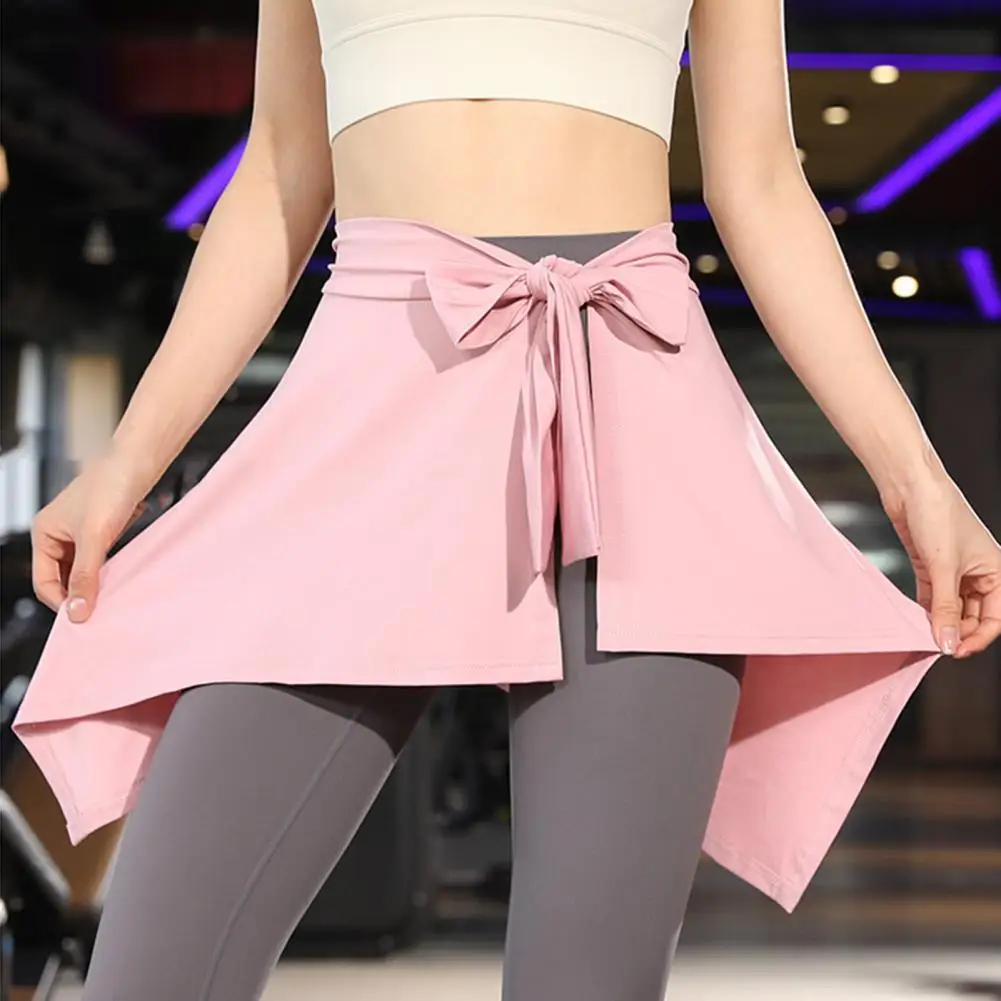 

Women Yoga Skirts Long Straps Irregular Hem Lace-up Long Straps Tennis Ballet Skirt Hip Covering Bottoms Dance Leggings Skirt