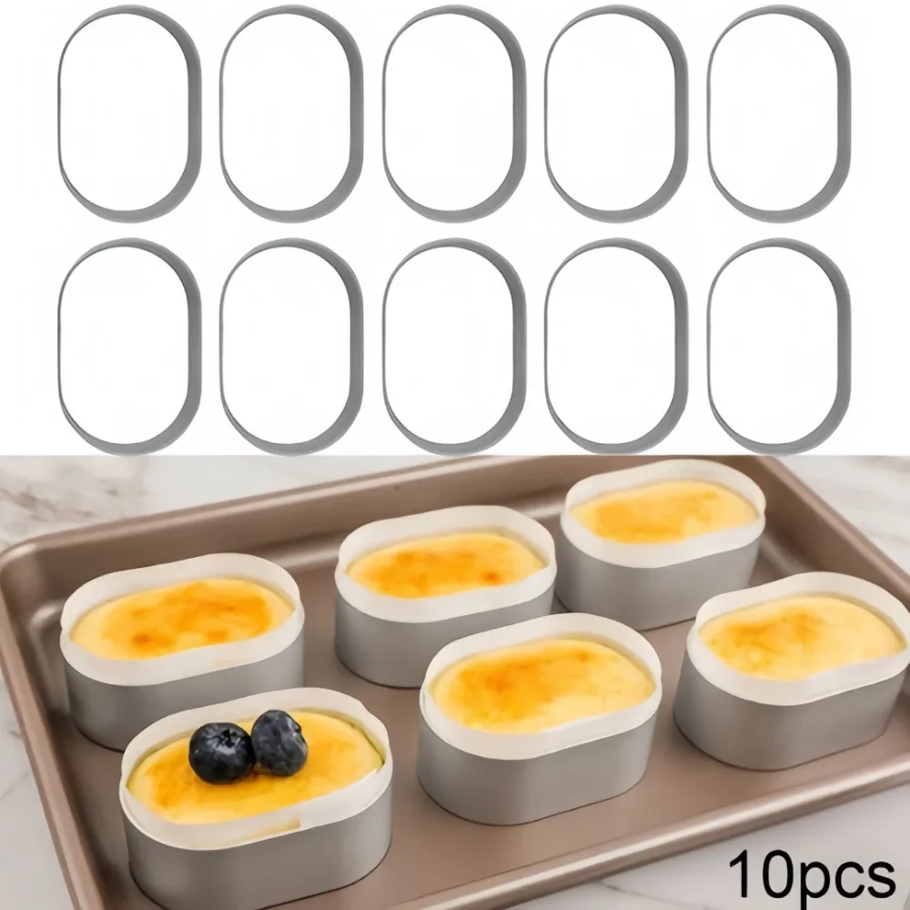 10pcs Stainless Steel Cheesecake Mold Single-sided Oval Mousse Circle Cookie Cutting Mold Kitchen Small Oven Baking Tool 10pcs Stainless Steel Cheesecake Mold Single-sided Oval Mousse Circle Cookie Cutting Mold Kitchen Small Oven Baking Tool