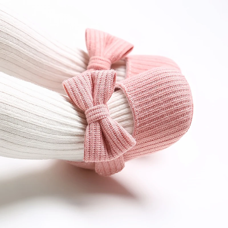 Baby Girl Flower Shape Shoes Knitted Knitting Soft Soles Non-slip Flowers Bow Tie Infant Newborns First Walkers Toddler Girl Sho 2