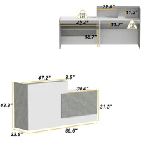 Reception Desk with Shelves,Modern Reception Table with Storage,Front Counter Table Checkout Table Retail Counter Reception Room 2