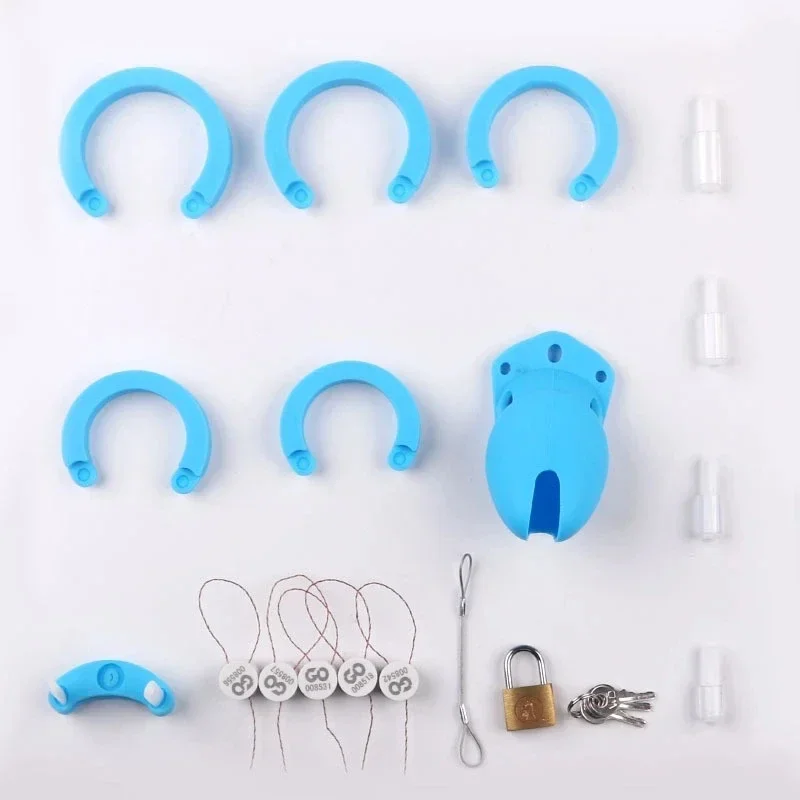 New Upgraded Silicone Male Cock Chastity Cage with 5 Sizes of Penis Rings To Prevent Cheating Short/Long Cock Cage Adult Product