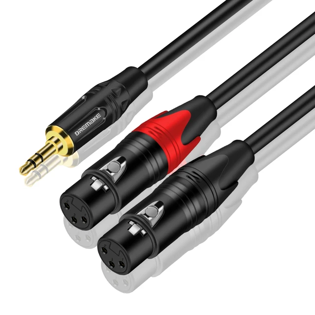 3.0m Y audio cable, with 3.5 mm stereo mini Jack to double male