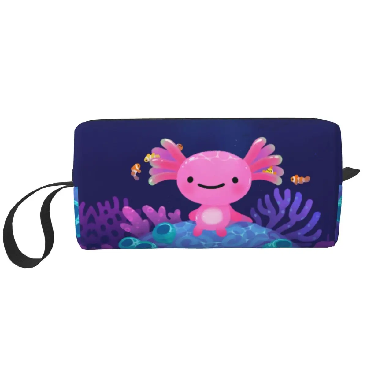

Cartoon Coral Axolotl Travel Toiletry Bag Women Salamander Animal Makeup Cosmetic Bag Beauty Storage Bags Dopp Kit Case Box