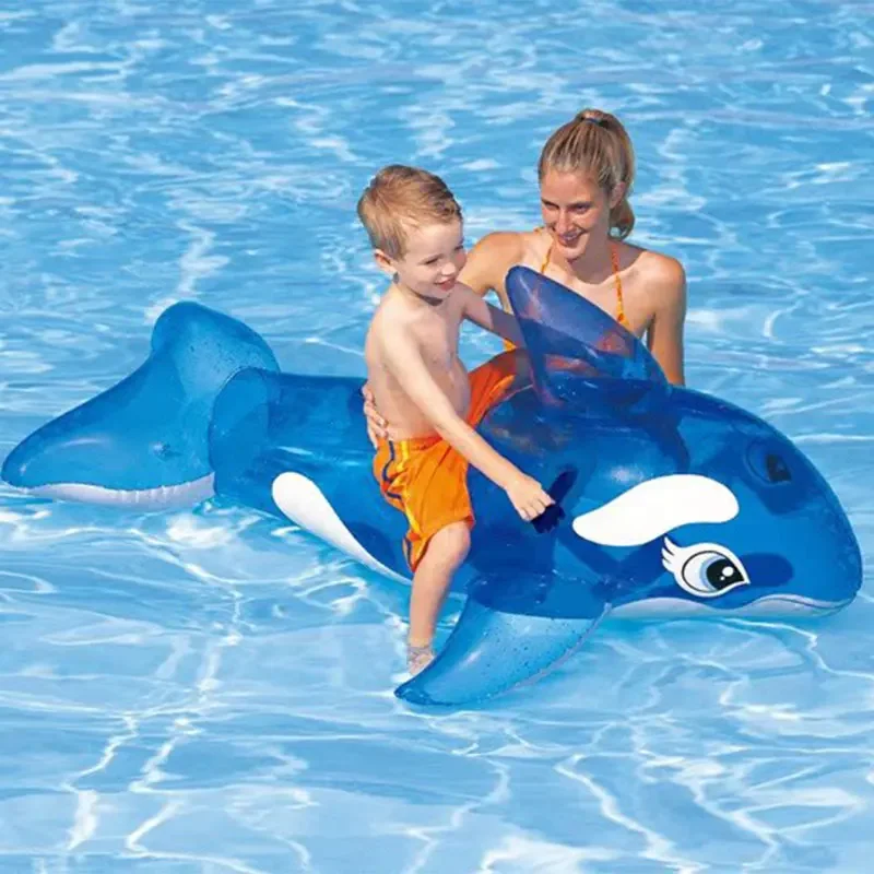 Kids Children Blue Whale Ride On Inflatable Pool Float Swimming Pools Toy Summer Outdoor Water Fun