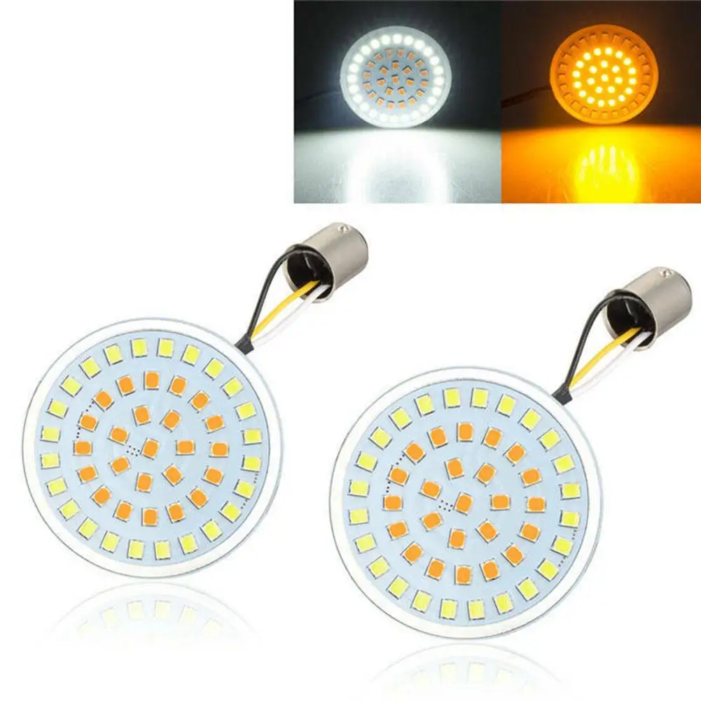 

2x 1157 LED White/Amber Stop Brake Turn Signal Inserts Lights Lamp For Harley Sportster Touring Electra Glide CVO Motorcycles