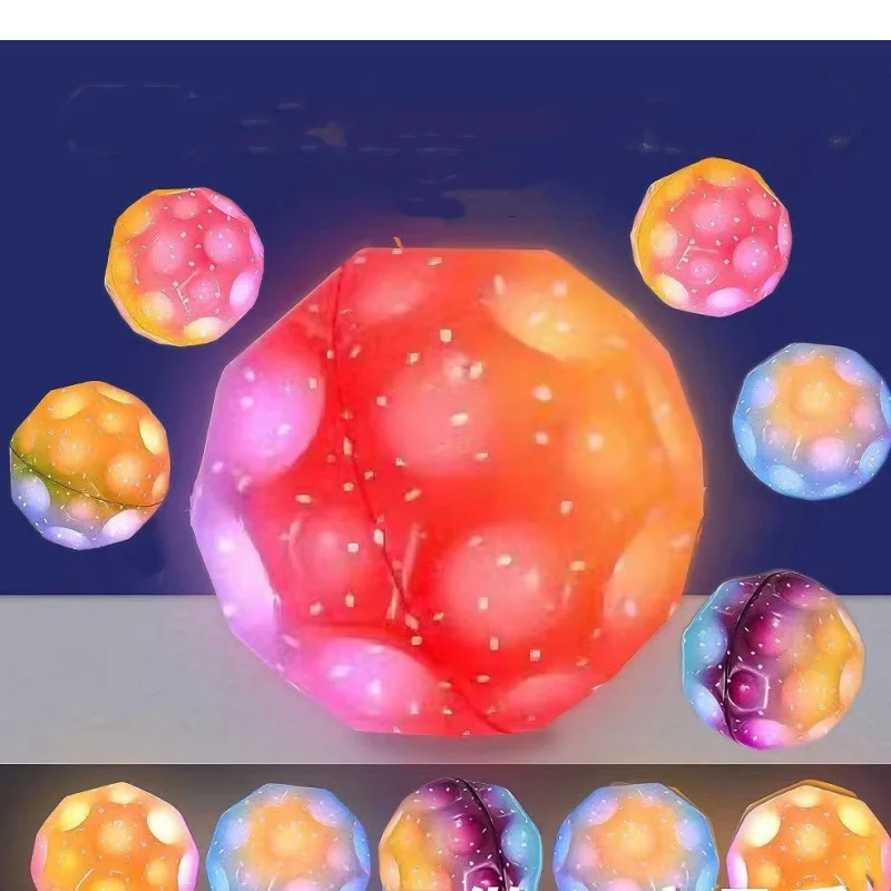 Glowing Extreme High Bouncing Ball With LED Light Space Ball Children Outdoor Toys  Fidget Toys Stress Relief Hole Ball 3