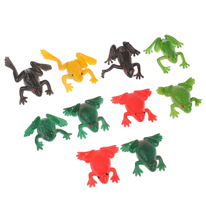 10Pcs Spoof Simulation Soft Rubber Frog Model Animal Toys Toad Tricky Scary Squeeze Frog Toys Children's Gifts
