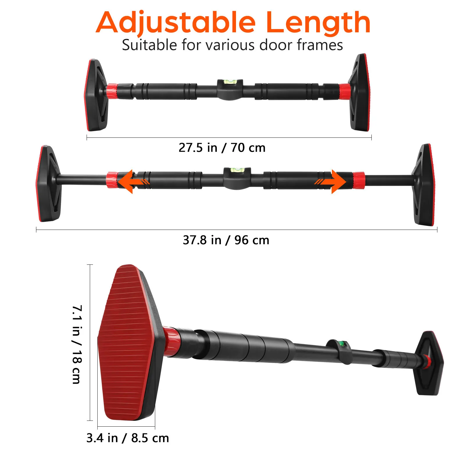조절 가능한 폭 27.5-37.8cm 도어 프레임 풀업 바, 드릴 필요 없는 휴대용 다용도 풀업 바, 어린이 및 성인용 홈짐