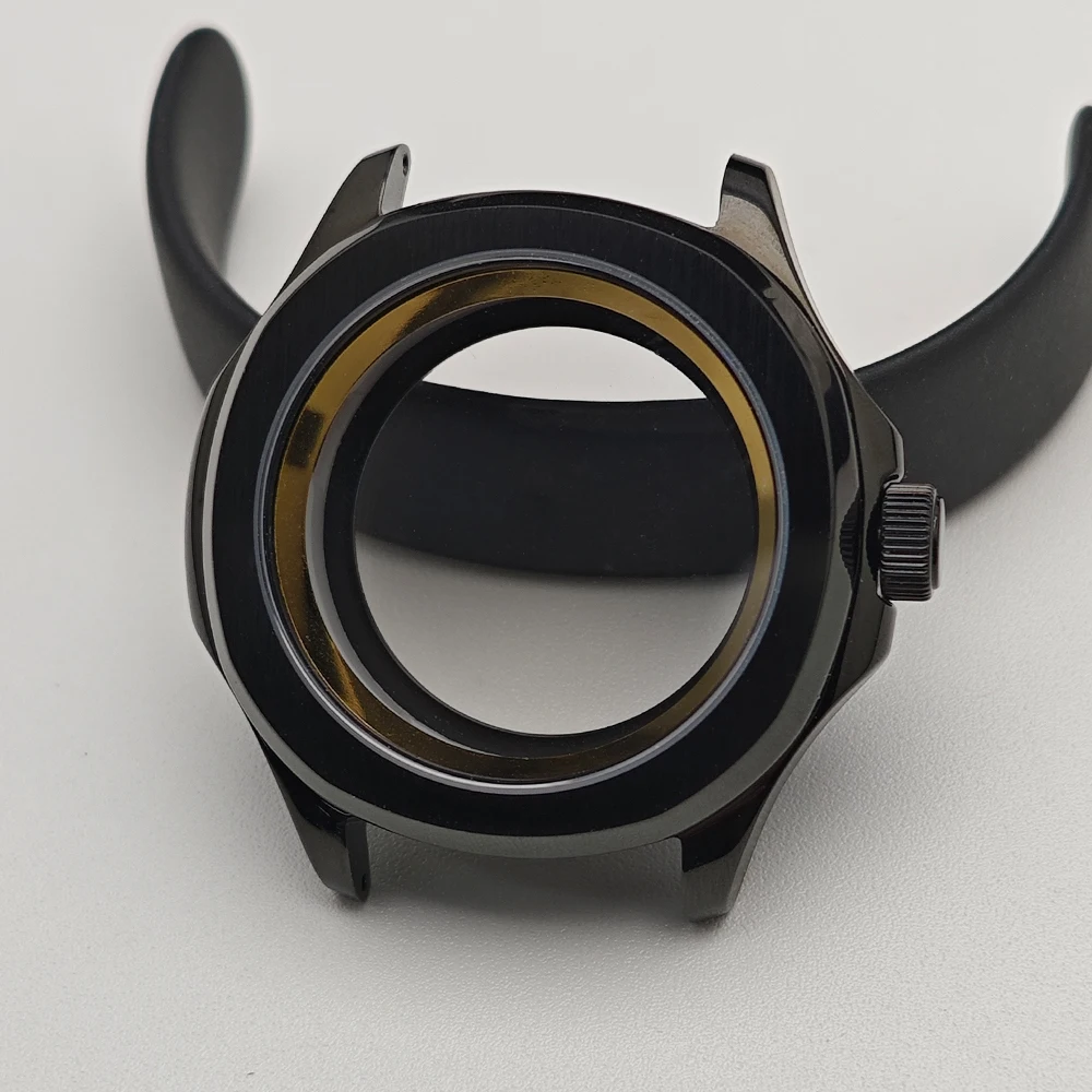Black Steel Watch Case with Chapter Ring and Sapphire Glass, 39.5mm