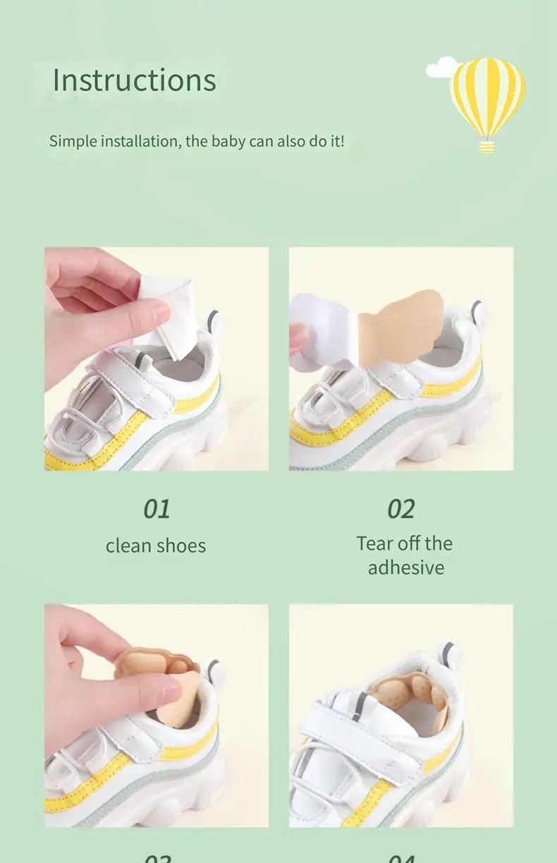 Fersen schutz Kinderschuhe Absätze Kissen Schuh polster für Kinder Aufkleber Einsätze einstellbare Größe Schuhe Einlegesohlen Fuß Schmerz mittel – Detail 12