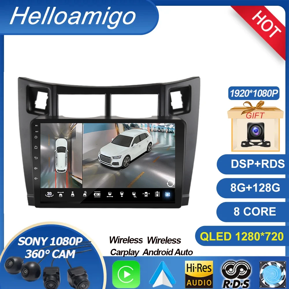 

2 Din Carplay Car Multimedia Player for Toyota Yaris 2007 Radio Fascia Car Radio 2005 - 2012 Android 13 GPS Navigator