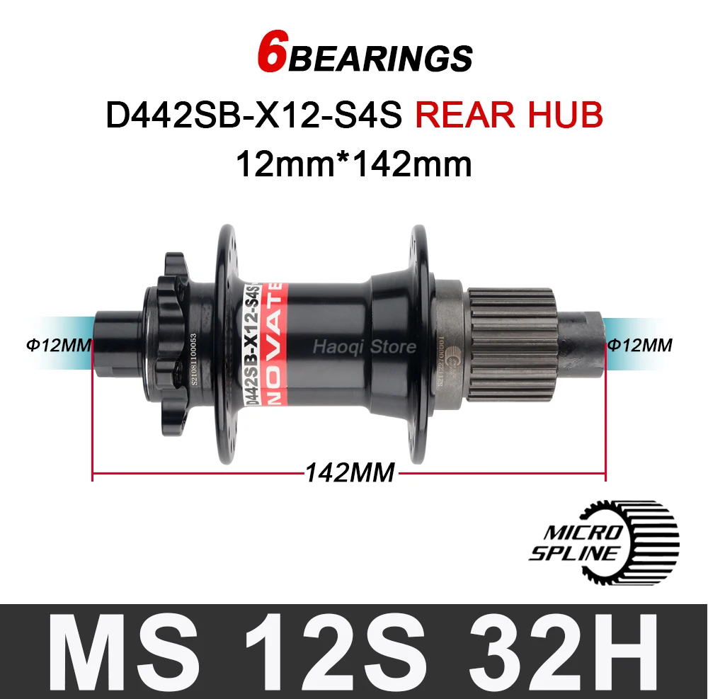 NOVATEC Micro Spline Hub 32 Löcher MTB MS Würfel Achse Boost 12S Mountainbike MS Naben für Shimano M6100 m7100 M8100 12S – Detail 6