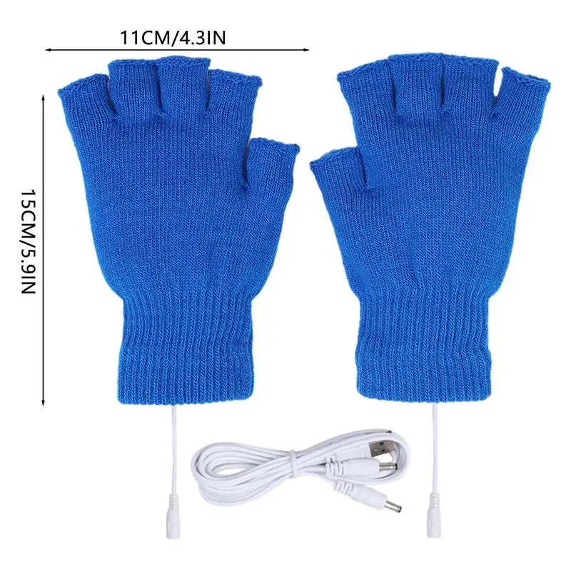Heated Fingerless Gloves USB Rechargeable Winter Hand Warmers