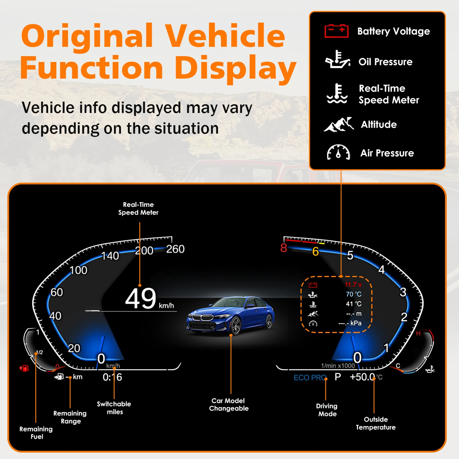 Panel de Instrumentos Digital Hizpo para BMW Serie 3 E90/E91/E92/E93 2005-2012, Velocímetro LCD, Cabina Virtual 4