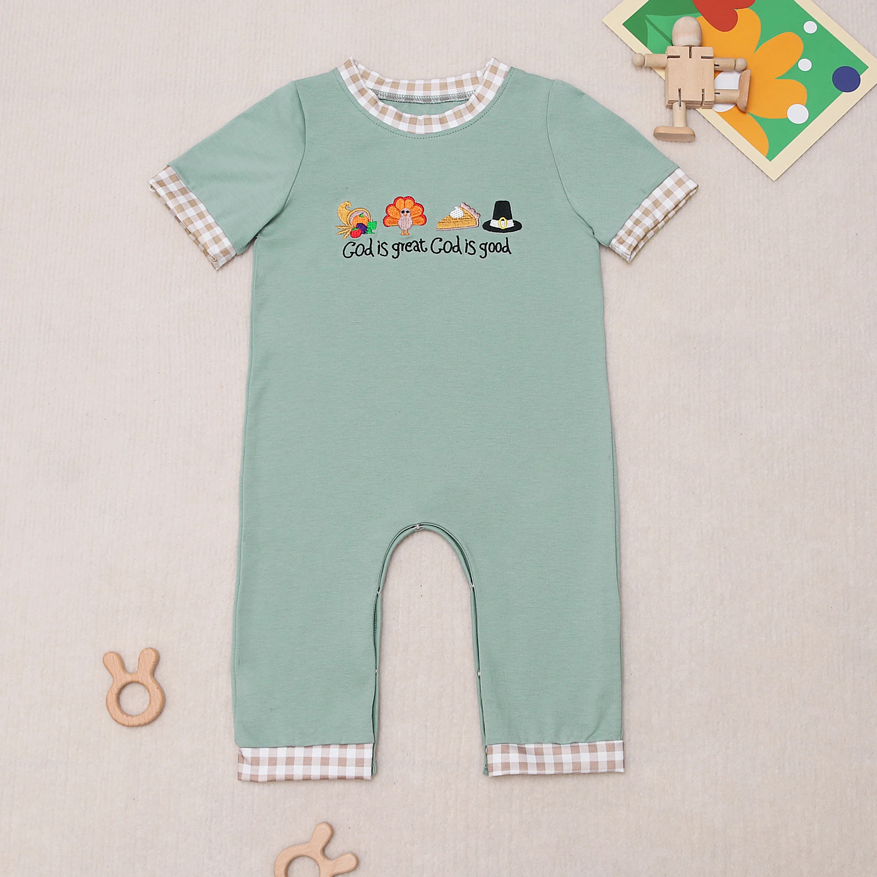 

God Is Good Children's Clothing for Boy Romper Thanksgiving Turkey Cotton Fabric Bebe Clothings Set Pants 2023 God Is Great