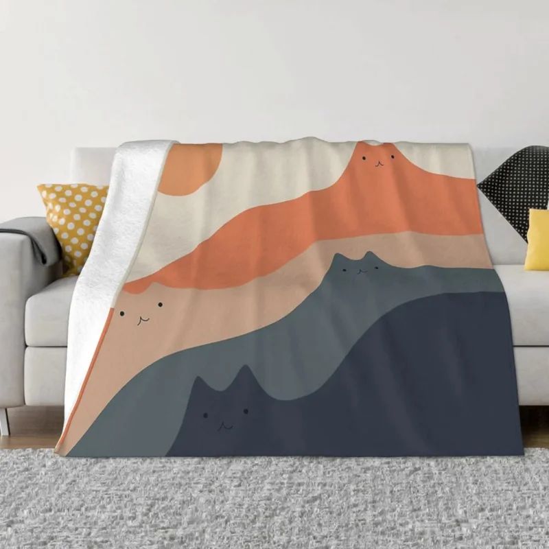 

Cat Cute Kawaii Animal Aniamls Blanket Flannel Decoration Cat Landscape COOL Portable Home Bedspread