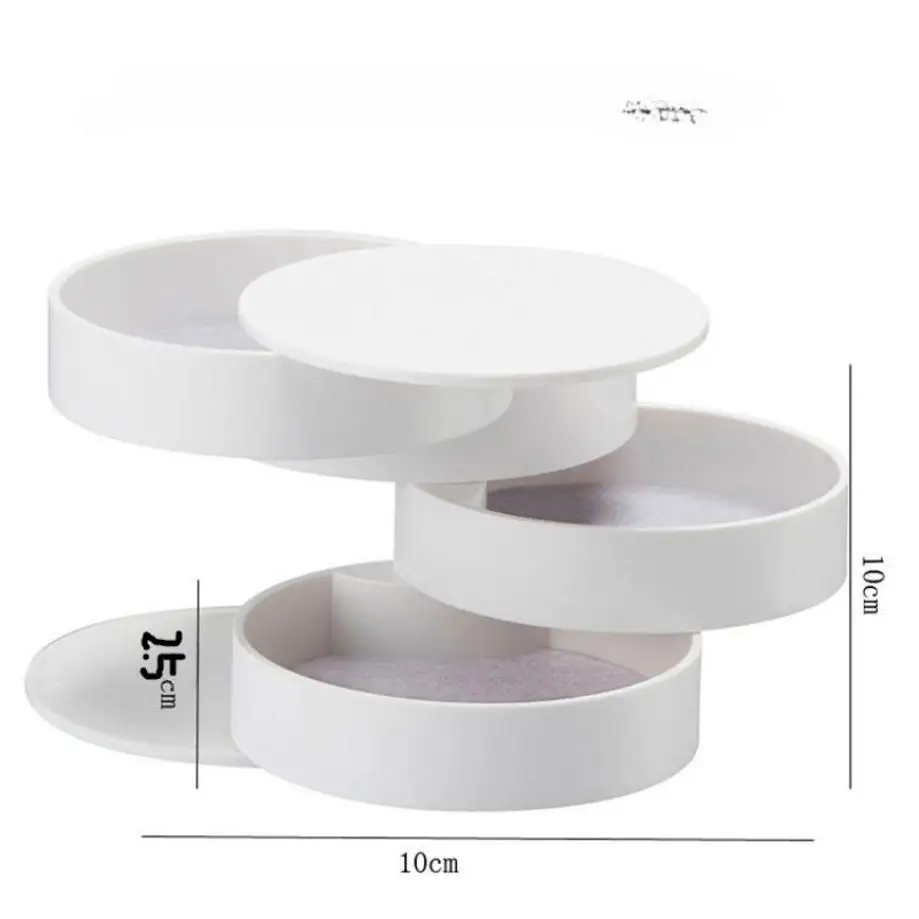 Women Jewelry Storage Box New Design Fashion 4-Layer Rotatable Jewelry Accessory Storage Tray With Lid Birthday Gift For Women