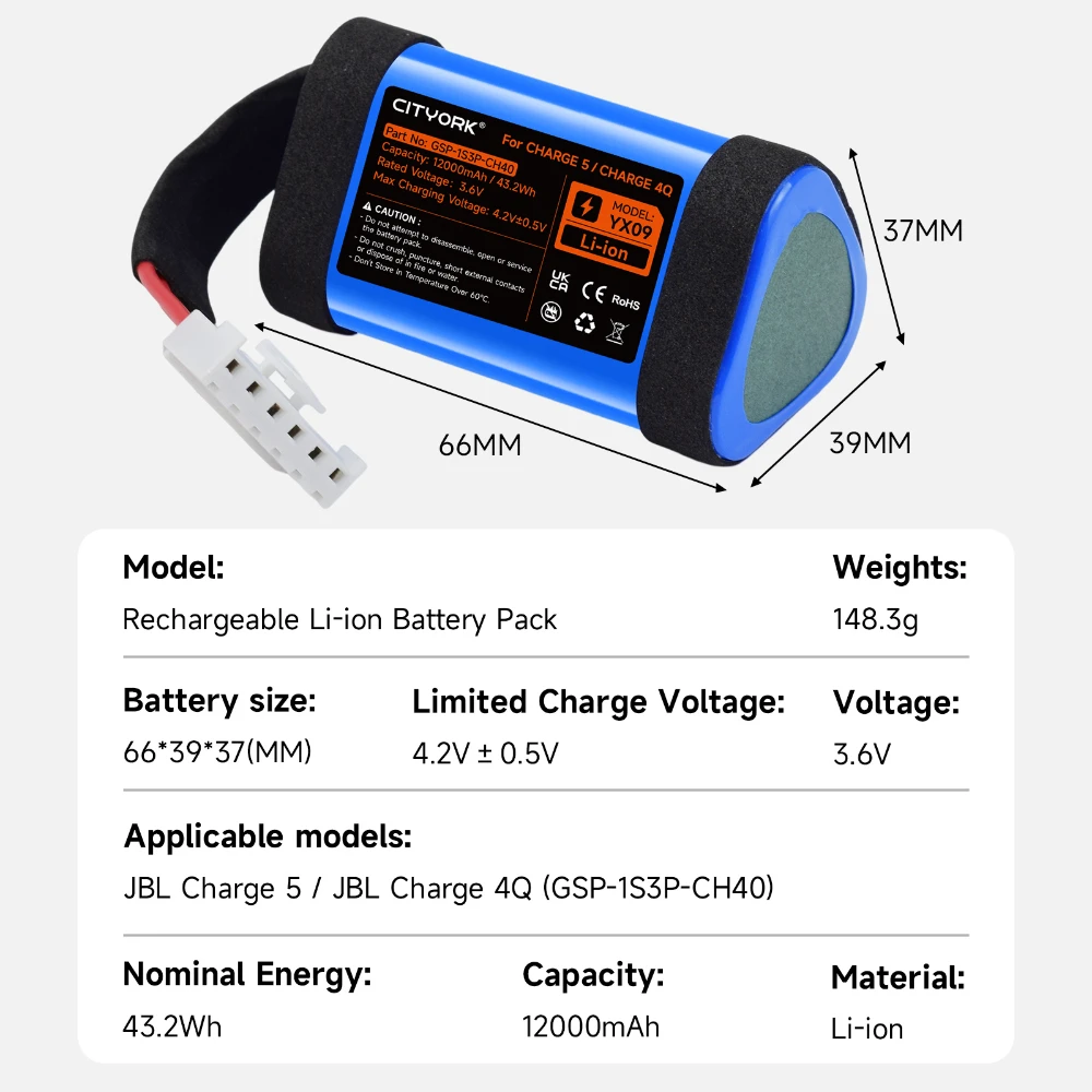 New GSP-1S3P-CH40 Loudspeaker Original Battery For JBL Charge 5 Charge5 Charge 4 (Q Version) Bluetooth Wireless Speaker Battery