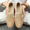 Chinese Style Hollow Summer Breathable Sweat-Absorbing Beef tendon Bottom Soft Bottom Linen Canvas M,en's Slip-On Men's Shoes 1