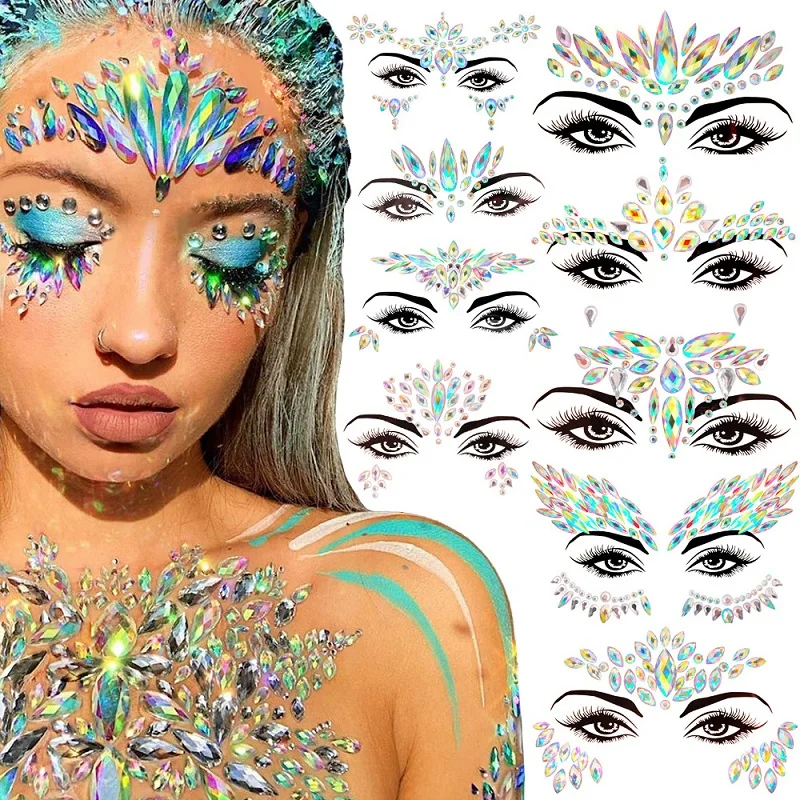 

women sexy tattoos Rhinestones for makeup crystals glitter face stickers gem jewels diamond stickers for festival makeup