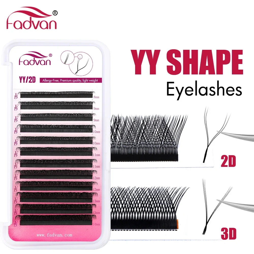 Fadvan YY Shape Eyelashes Extension 2D/3D Soft Faux Mink Eyelash Premade Fan Lashes Extension Split Tip Makeup Supplies Cilios Y