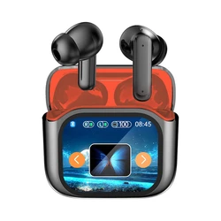 Wireless Bluetooth Earphones with LCD Touch Screen - Sport HD Stereo Sound Earbuds with Long Battery Life (Black orange)