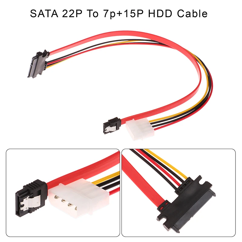 SATA 22P To 7p+15P Connector HDD Cable Large 4pin Power Interface