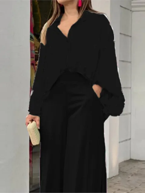 Fashion Print Set Women Casual Long Sleeve Button Shirt+Pockets High Waist Wide Leg Pants Office 2 Piece Sets Lady Spring Summer 5 Fashion Print Set Women Casual Long Sleeve Button Shirt+Pockets High Waist Wide Leg Pants Office 2 Piece Sets Lady Spring Summer 5