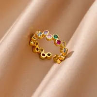 Zircon Geometric Heart Rings For Women Stainless Steel Gold Color Wedding Ring Luxury Aesthetic Jewlery Couple Gift 2025 3