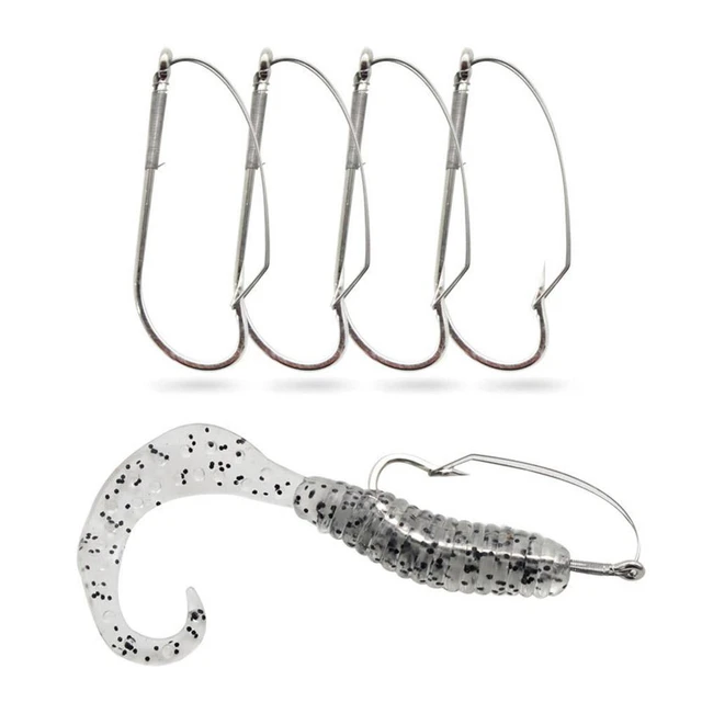 10pcs/lot Weedless Barbed Fishing Hook Wacky Rig Hook For Soft