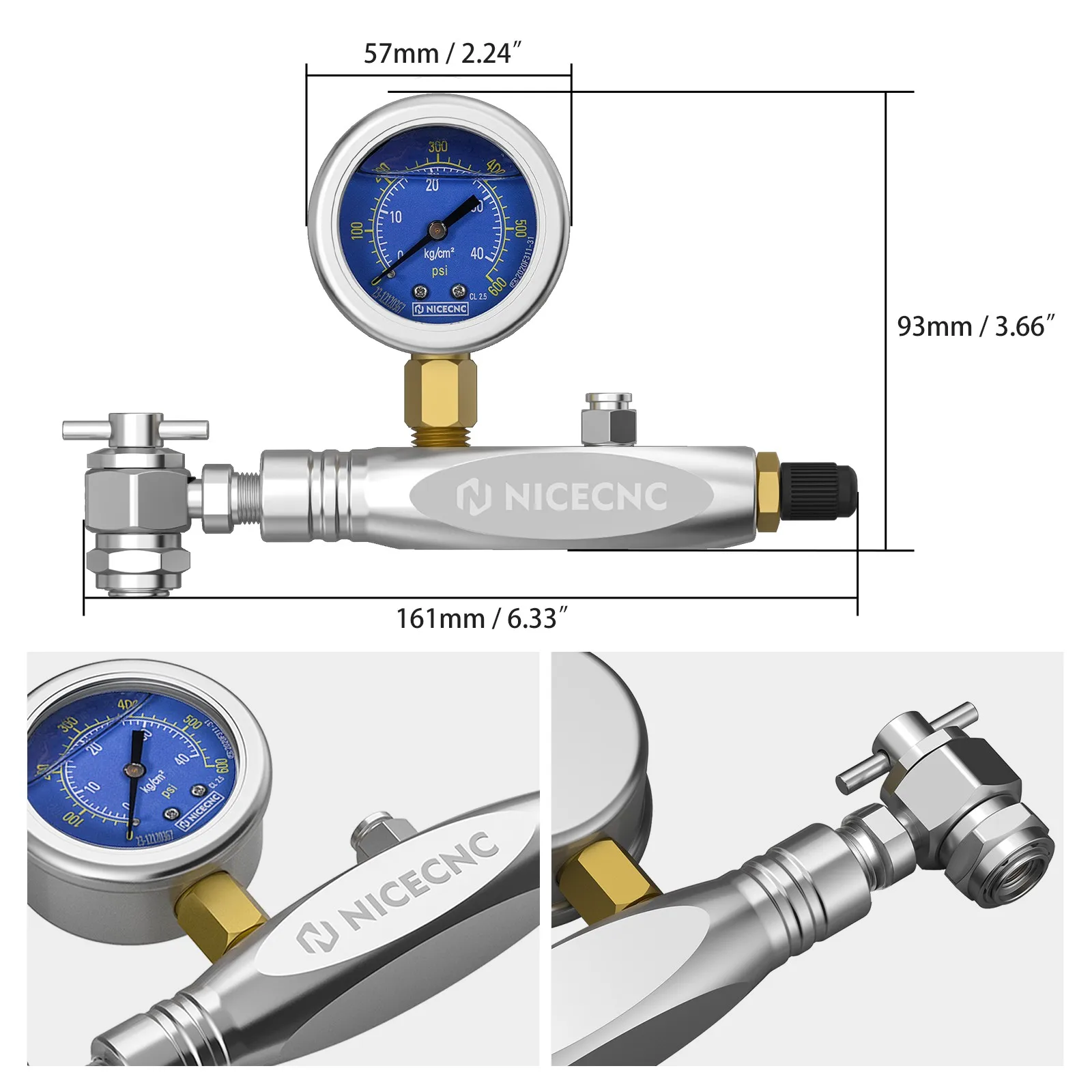 600PSI Stickstoffanzeige Füllwerkzeug Schrader Ventil Schock Kein Verlust Für ATV UTV Yamaha Raptor YZF RZR KTM Honda Kawasaki Suzuki BMW – Detail 6