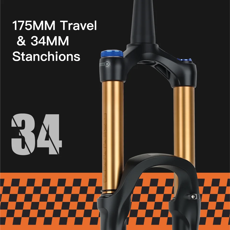 BOLANY MTB Air Suspension Fork - 27.5/29in 34mm Stanchions 140mm Travel With Rebound Adjustment