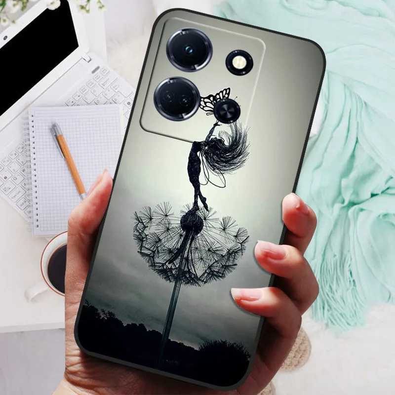 Black Silicone Soft Back Cover with Lion and Wolf Design - Protective Phone Case Shell