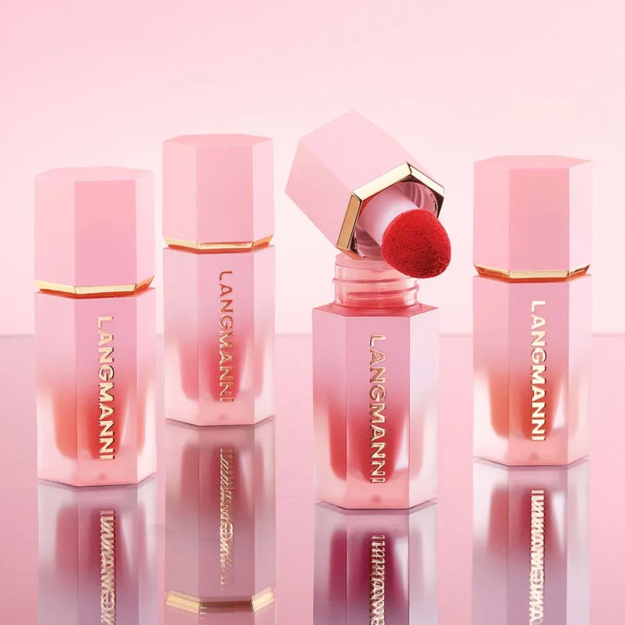 8 Colour Matte Liquid Blush Easy to apply long lasting waterproof sponge brush head liquid blush