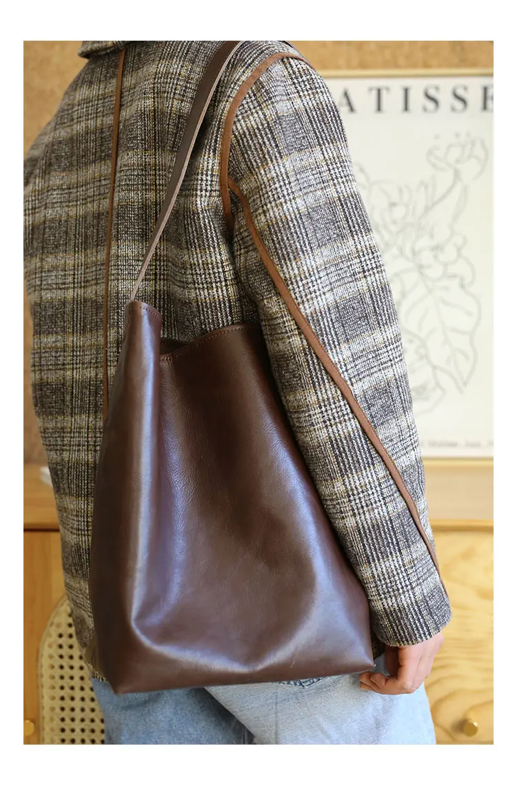 PNDME vintage hohe qualität erste schicht rindsleder frauen große kapazität einkaufstasche reise luxus weiche echtes leder schulter tasche – Detail 6