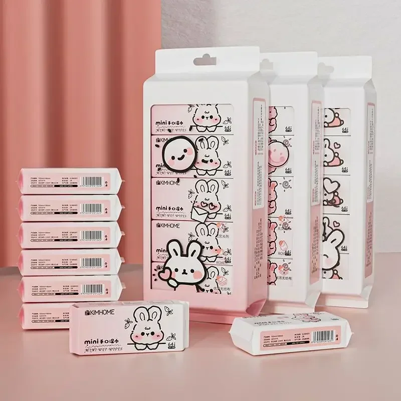 24 Packs of Baby Wipes Children's Hand and Mouth Hygiene Care Tools Student Portable Wet Wipes Mini Thickened Cleaning