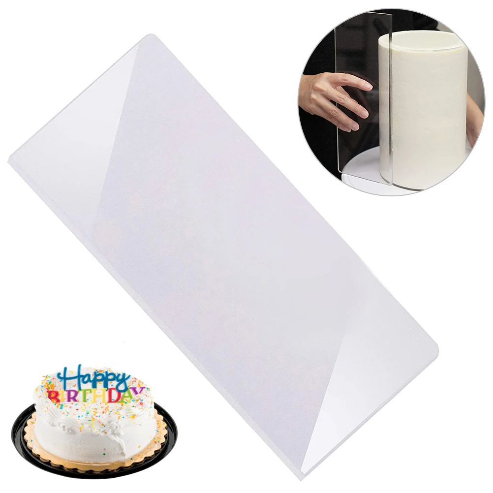 Transparent Acrylic Cream Scraper Icing Frosting Buttercream Large Cake Smoother Scraper For Kitchen Baking Tools