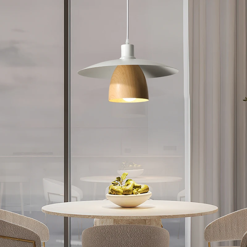 

Long Strip Simple Wood Style LED Pendant Chandelier Light For Corridor Aisle Dinning Living Room Bedroom Home Cream Log Fixtures