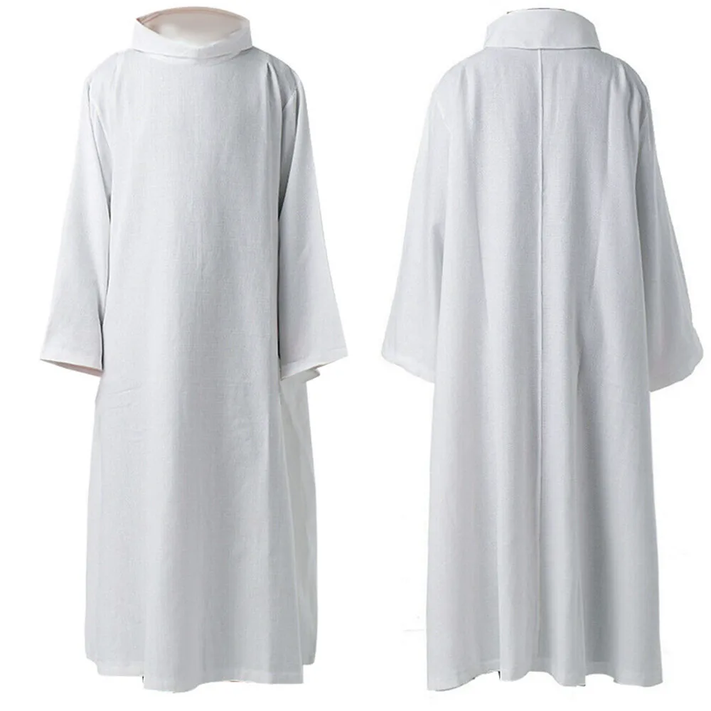 Abito Cosplay Medievale White Witch Priest Vampire Devil Party Abito Lungo Death Ghost Jacket Halloween Knight Cosplay Dress Costume