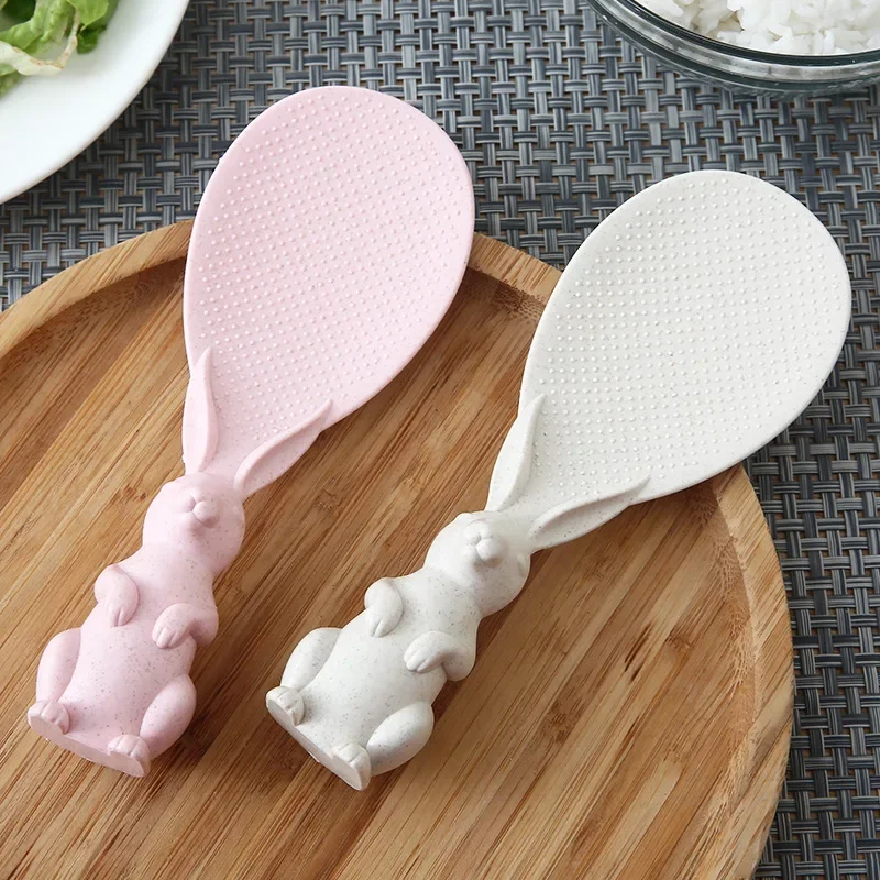 Silicone Cooking Spoon Wheat Straw Rabbit Spoon Can Stand Up Rabbit Rice Shovel Cooker Spoon Creative Non-Stick Rice Cartoon silicone spatula,silicone kitchen utensils,silicone cooking spoon