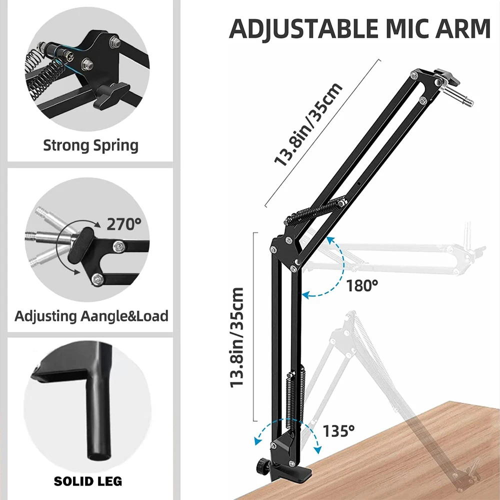 Suporte de Braço em Tesoura para Bm800 Microfone com Aranha Suporte Cantilever Suporte de Choque Universal Suporte para Microfone - Image 4