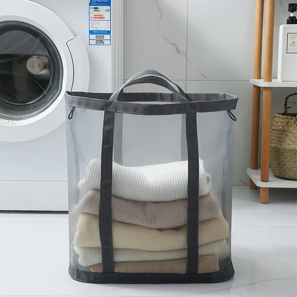 Nylon Mesh Laundry Basket Foldable Wall Mounted Suitable for Various Room Types No Padding Dirty Clothes Storage Organizer