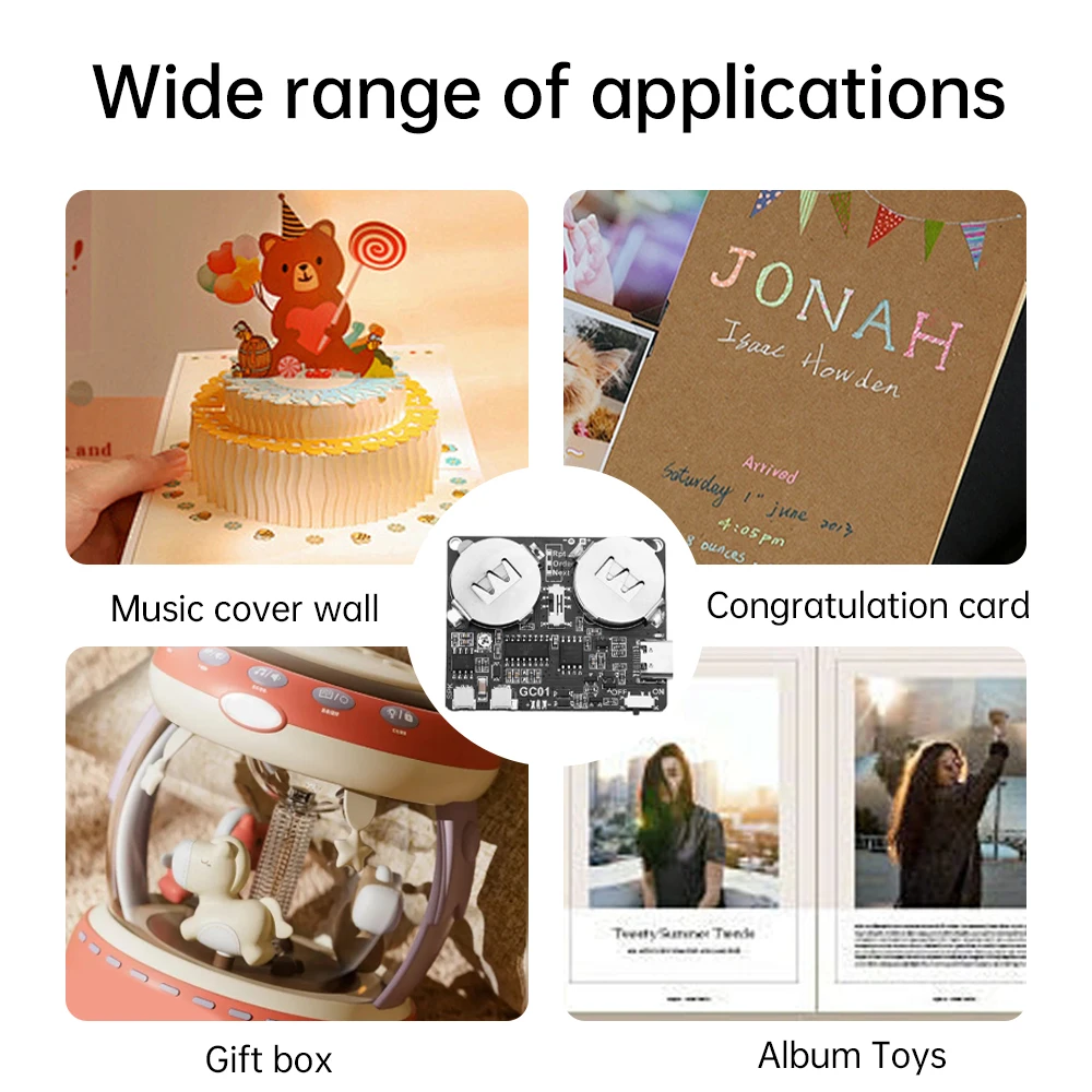 DIY Music Greeting Card Sound Module with Speaker 8M Music Voice Player Programmable Board Button Control Switch For DIY Gift