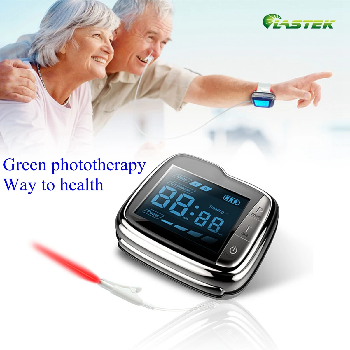 LASTEK 8 in 1 Home Health Care LLLT Laser Watch Therapy Device + 5 ENT External Probe + 650nm Protective Glasses Head Massager