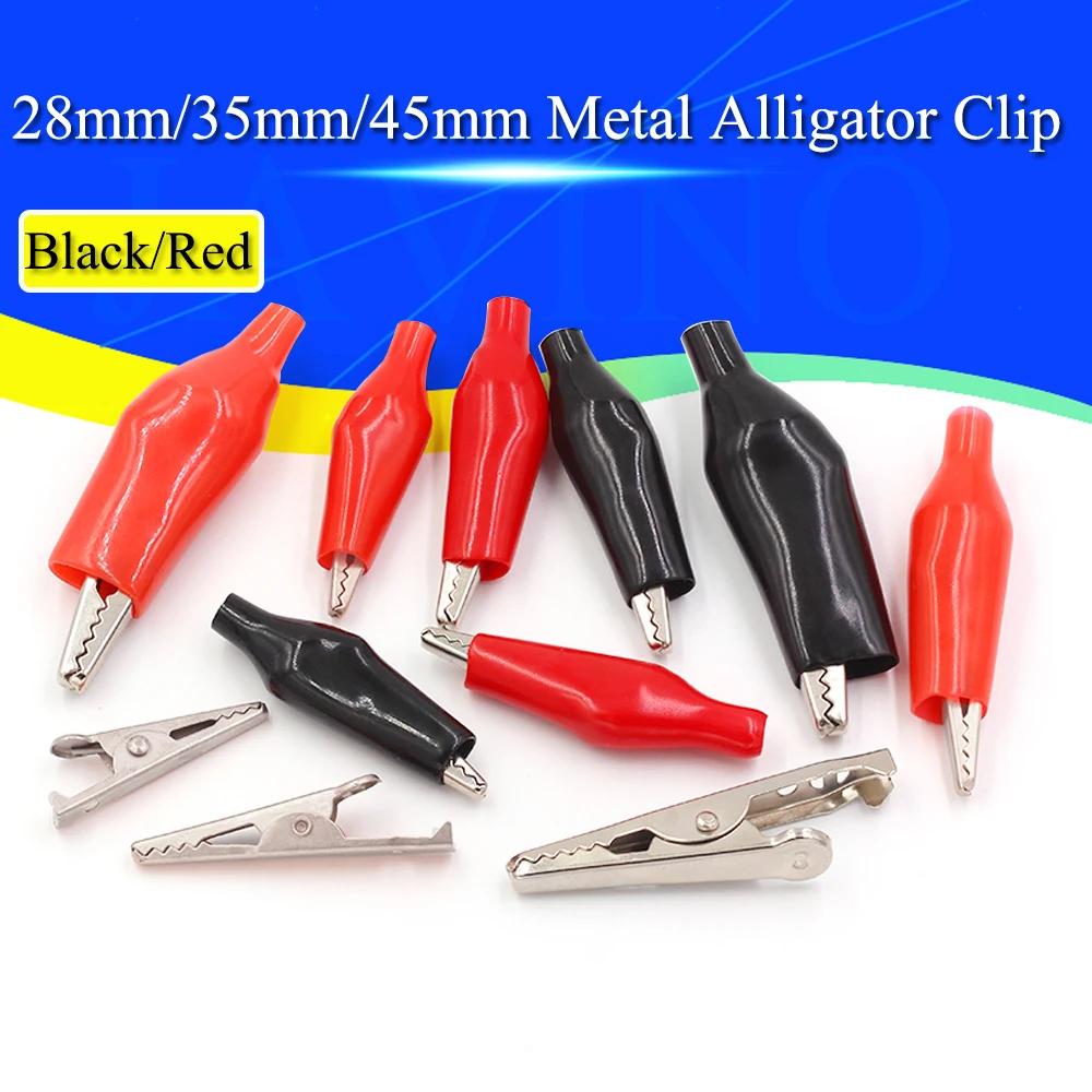 Alligator Clip 10Pcs 28MM/35MM/45MM Metal G98 Crocodile Electrical Clamp for Testing Probe Meter Black/Red with Plastic Boot alligator clips,electrical clamp,test clip