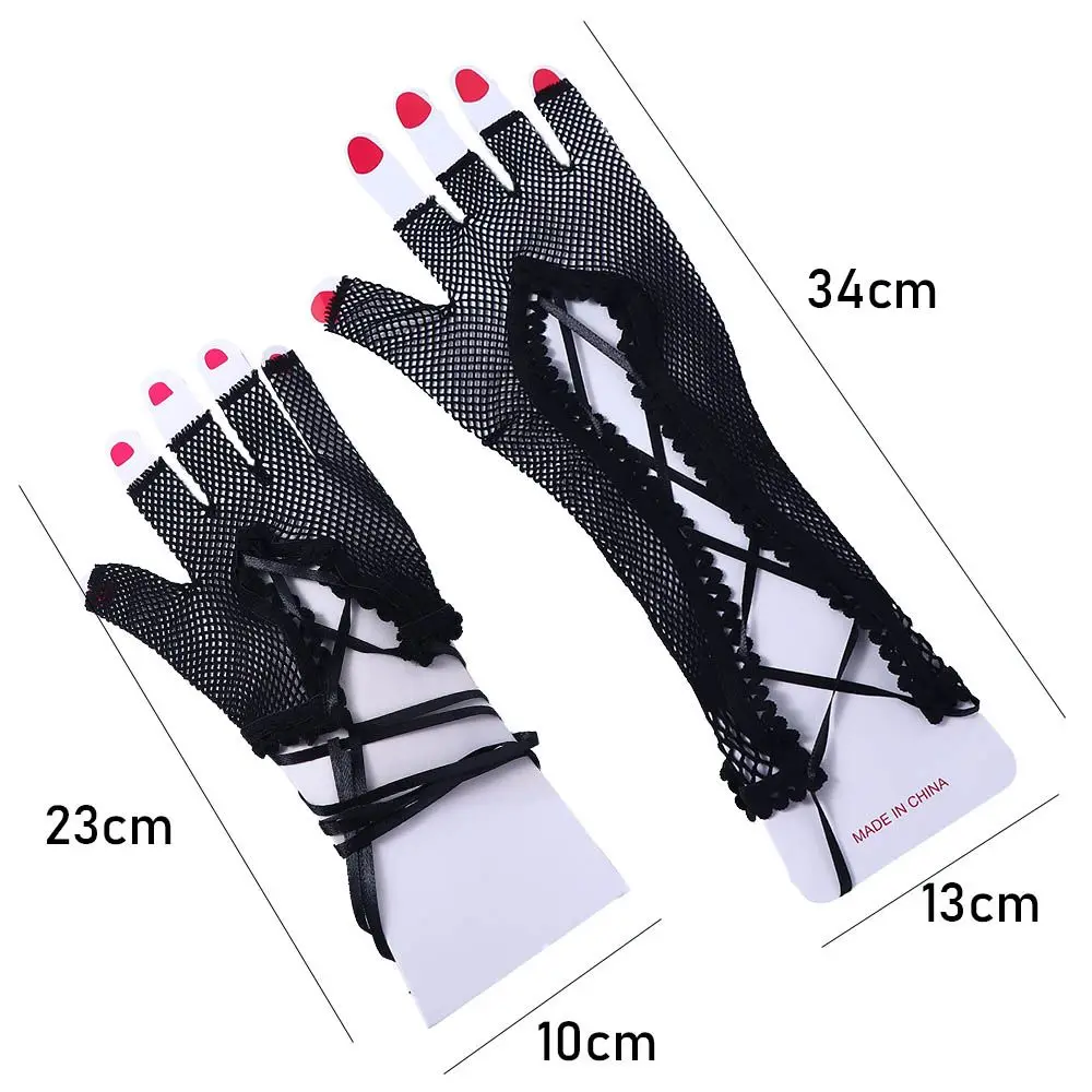 Sexy Fishnet Gloves Mesh Lace Fingerless Mittens Black Goth Punk