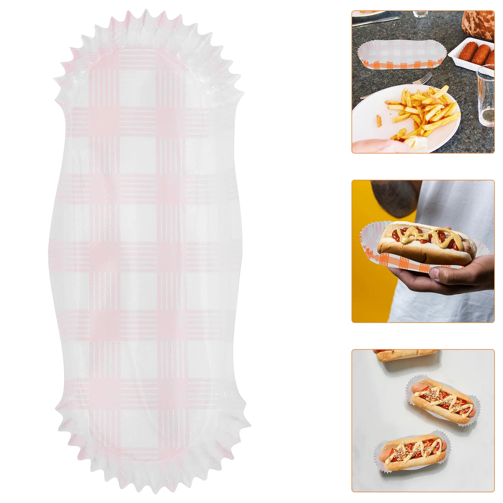 100 Pcs Hot Dog Trays Disposable Paper Hot Dog Tray Holders Snack Boxes Fried Food Container Plates Party Snack Tray Picnic